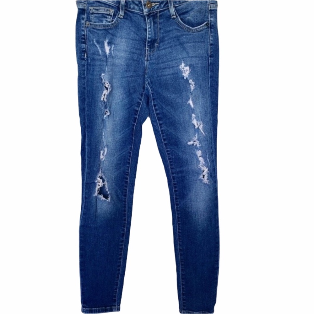 Decree Mid Rise Skinny Distressed Denim Jeans 5